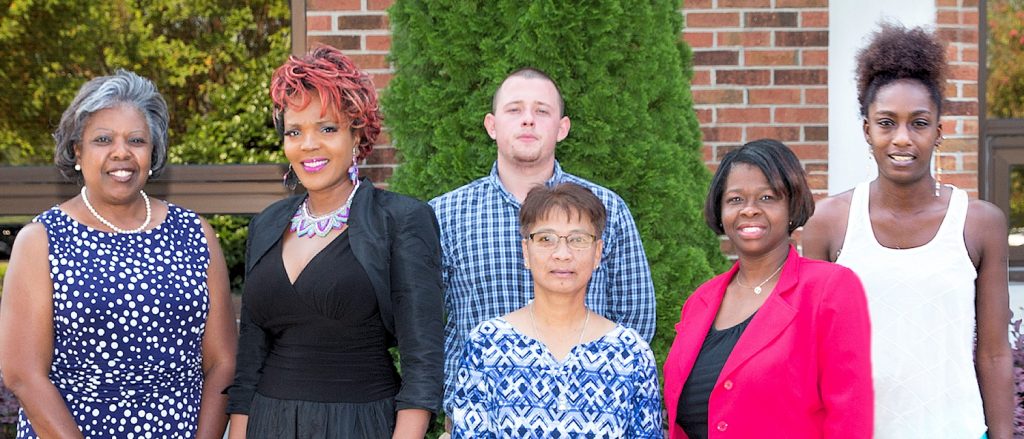 Wayne Community College named its recipients of the State Employees’ Credit Union (SECU) Continuing Education Scholarship Program for Fall 2015. Pictured are (l-r) WCC SECU Program Coordinator Maxine Cooper, recipients Teresa Lynn Jones, Antoinette Meyers Sornyota, and Alex Jordan Hardison, WCC Associate Vice President Renita Dawson, and recipient Ericka Monique Lewis.