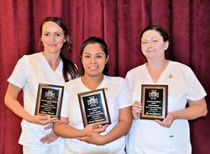 Wayne Community College Medical Assisting Program Class of 2016 award winners are (left to right) Alyssa Painter, Most Outstanding Student; Marili Villanueva, Clinical Excellence; and Jessica Zimmer, Academic Excellence.