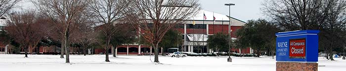 Photo of WCC during snowfall.